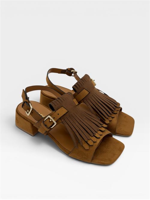 Sandali con frange cuoio tacco basso da donna IL LACCIO | 1797005ECO/CAMCUOIO 92